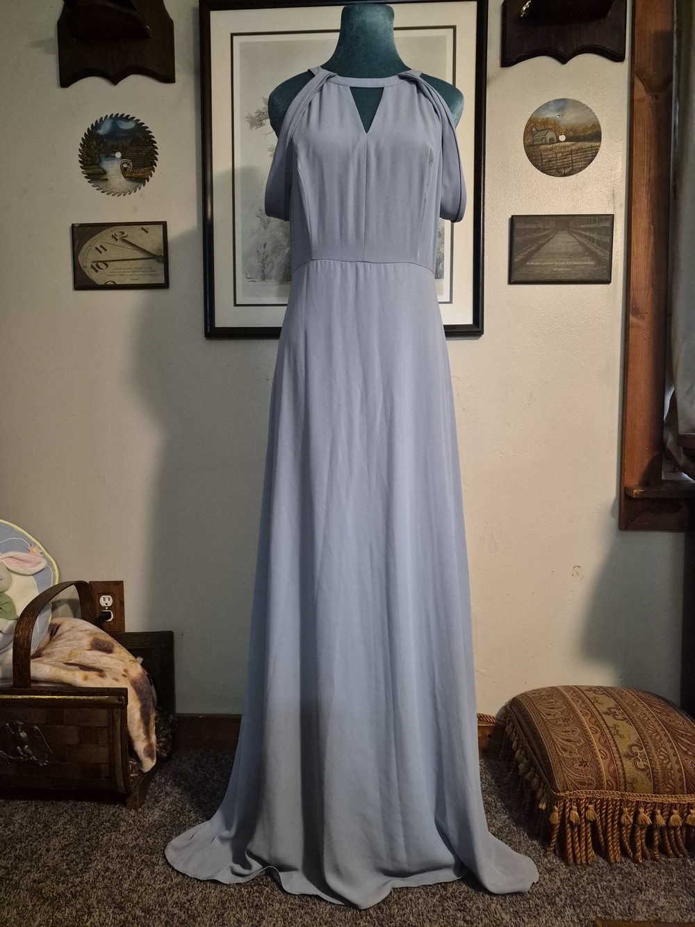 Gianni Bini Blue Draped One Shoulder Formal Maxi Gown